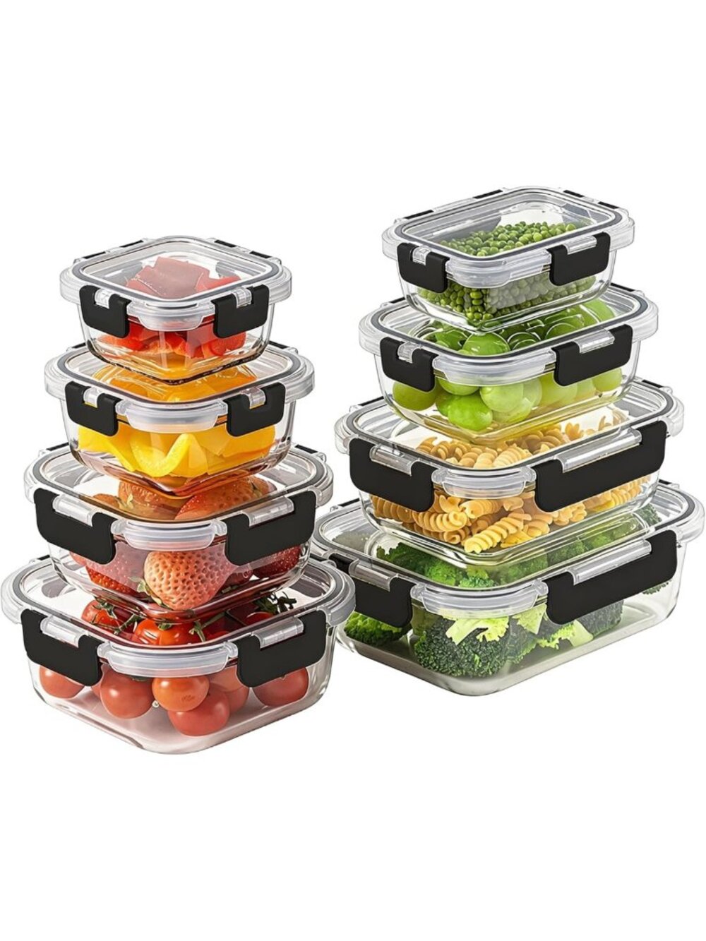 8 Pack Glass Meal Prep Containers with Lids - Airtight, BPA Free, Oven & Freezer